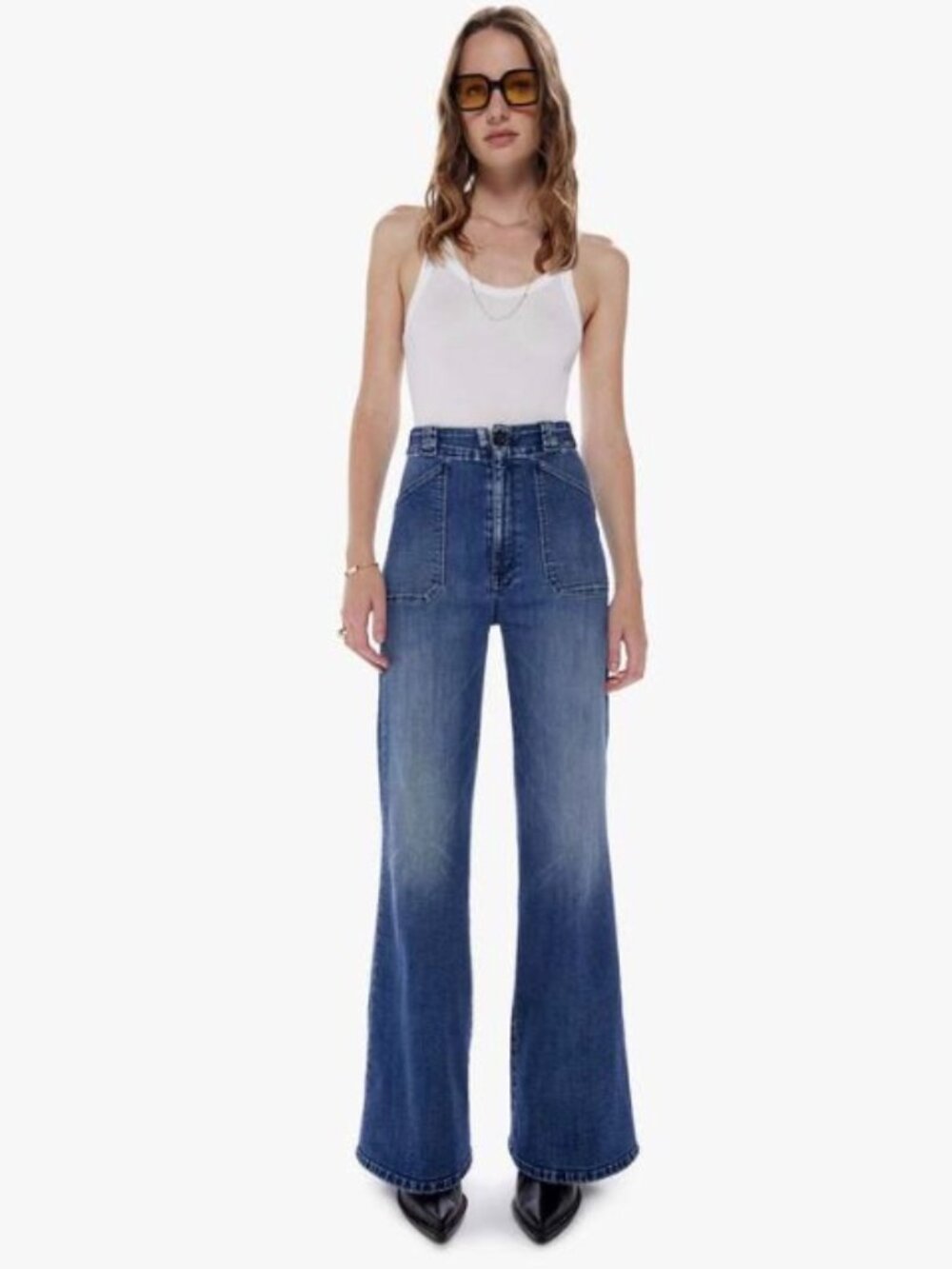 Mother The Elbow Grease Sneak Jeans in Mix Tape